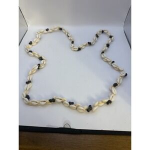Vintage Cowrie Shell Necklace 24" – Boho Beach Tribal Jewelry